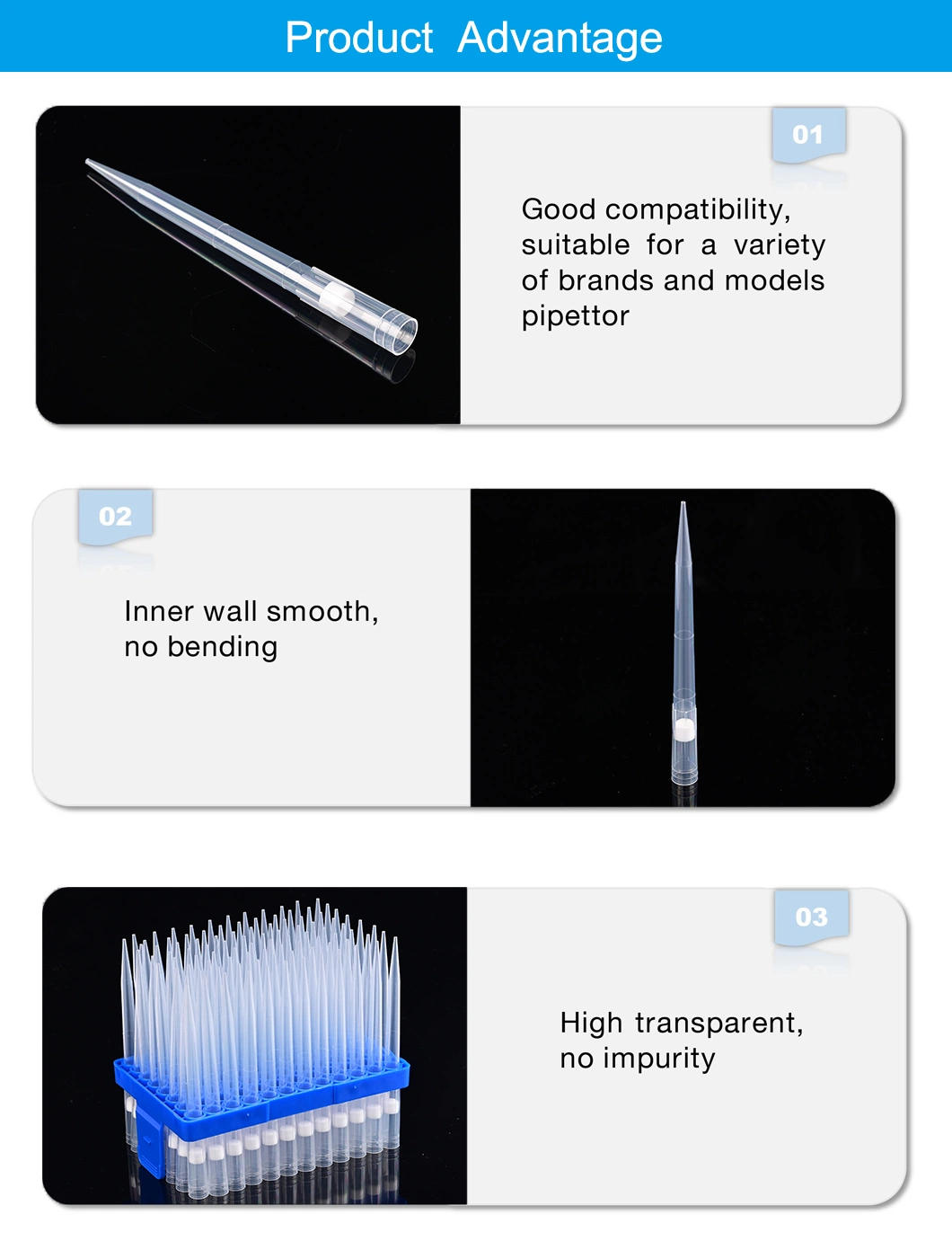 Filter Universal Pipette Tips to Prevent Cross Contamination 1000UL Extended Length Tips for Handling Liquid with High Viscosity or Protein Level in Lab