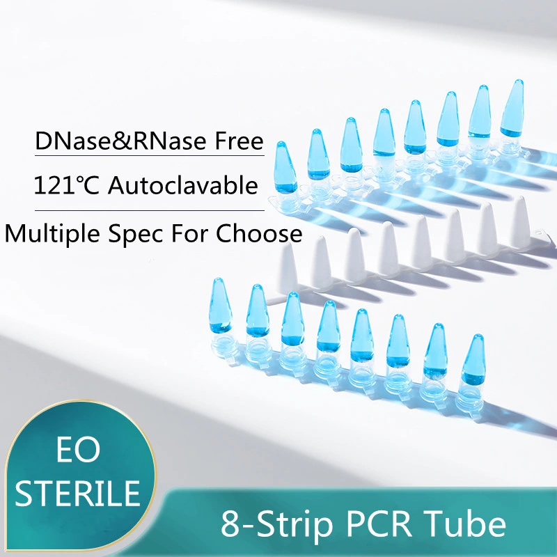 Bkmam Brand 8 Strip PCR Tubes 0.1ml 0.2ml Single PCR Tube with Flat Cap for High School Lab Use