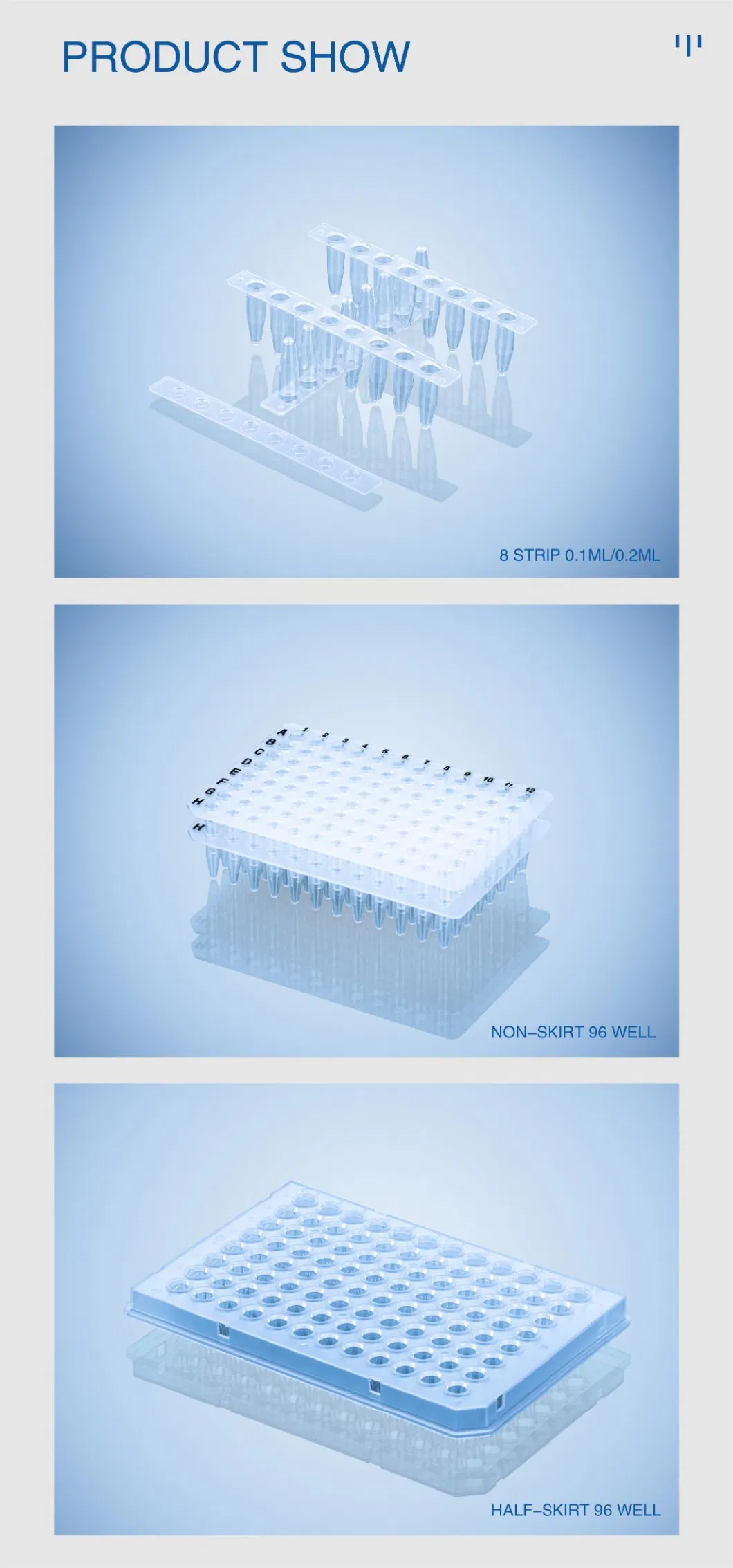 Sterilization Grade Polypropylene 0.1/0.2ml 96-Well PCR Plate