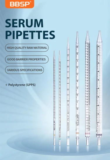 Consumabili da laboratorio 5ml 10ml 25ml 50ml Pipette per trasferimento sierologico sterili monouso in PP altamente trasparenti